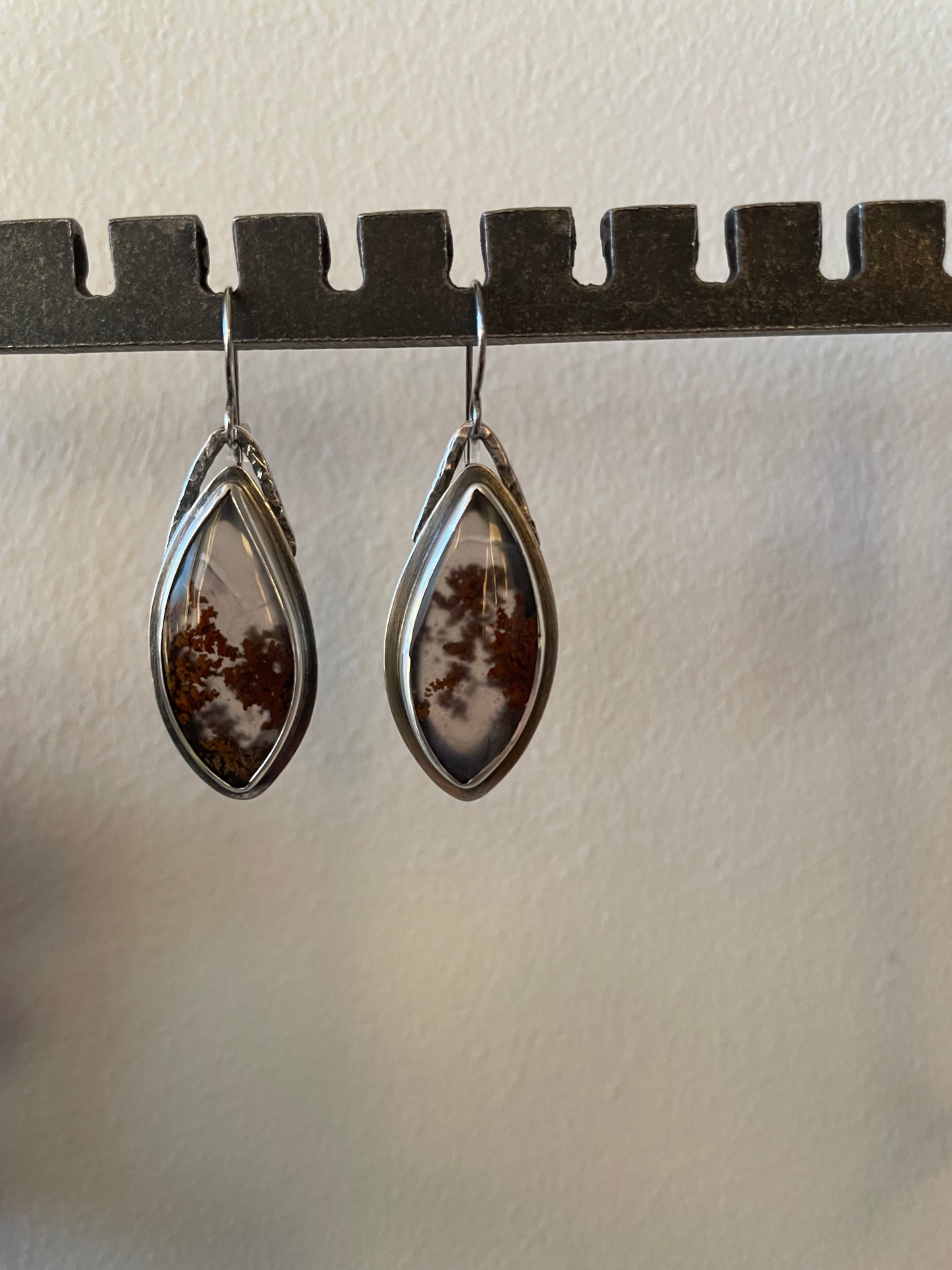 Moss Agate and Sterling Dangles