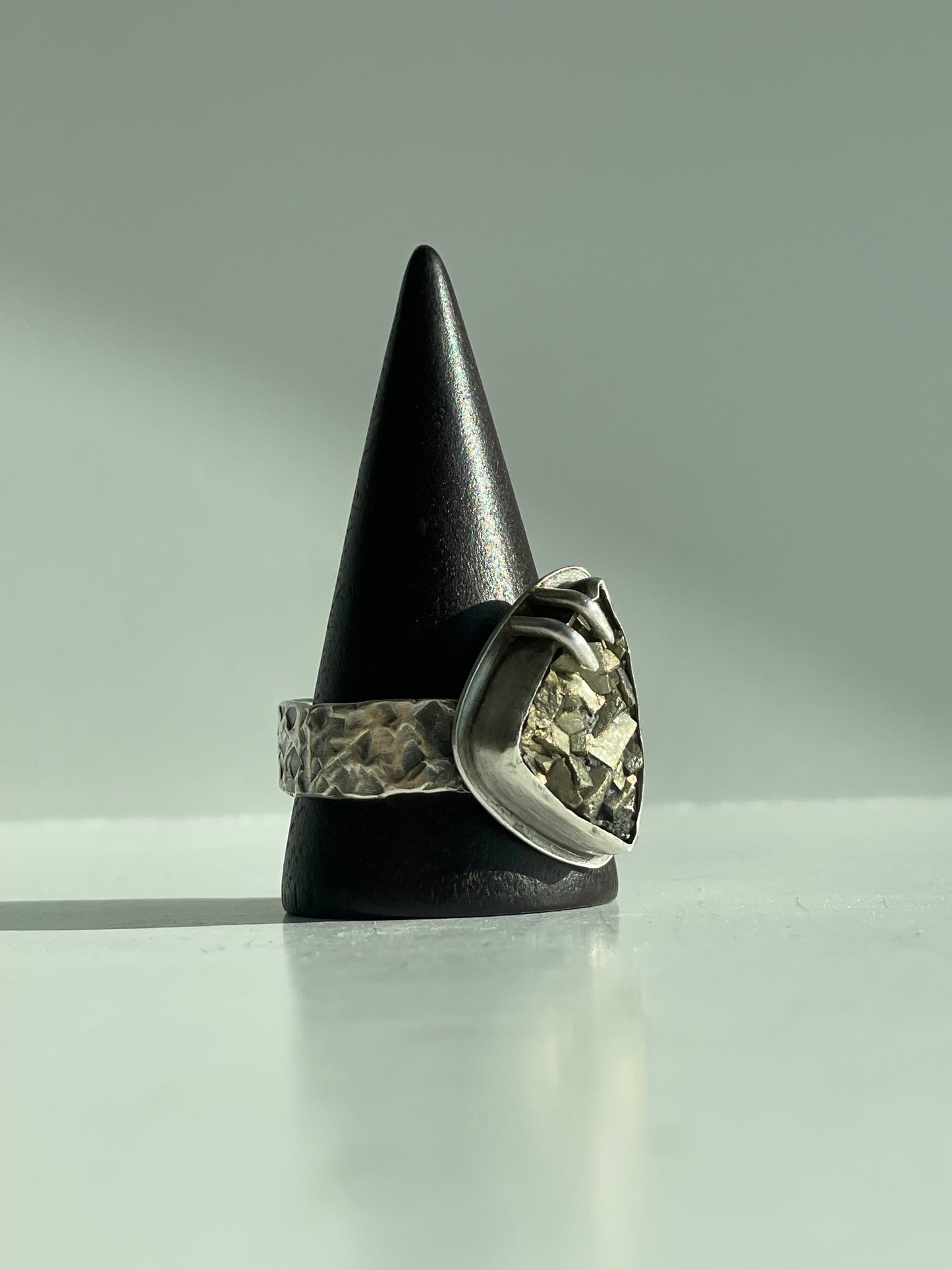 Druzy Pyrite and Sterling Ring - US 12