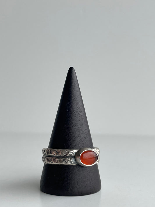 Carnelian Agate and Sterling Ring - US 11