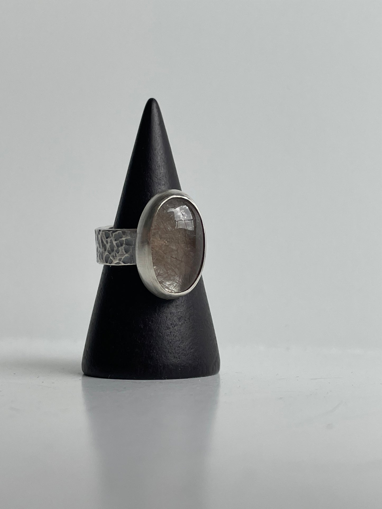 Rutilated Quartz and Sterling Ring - US 5.25