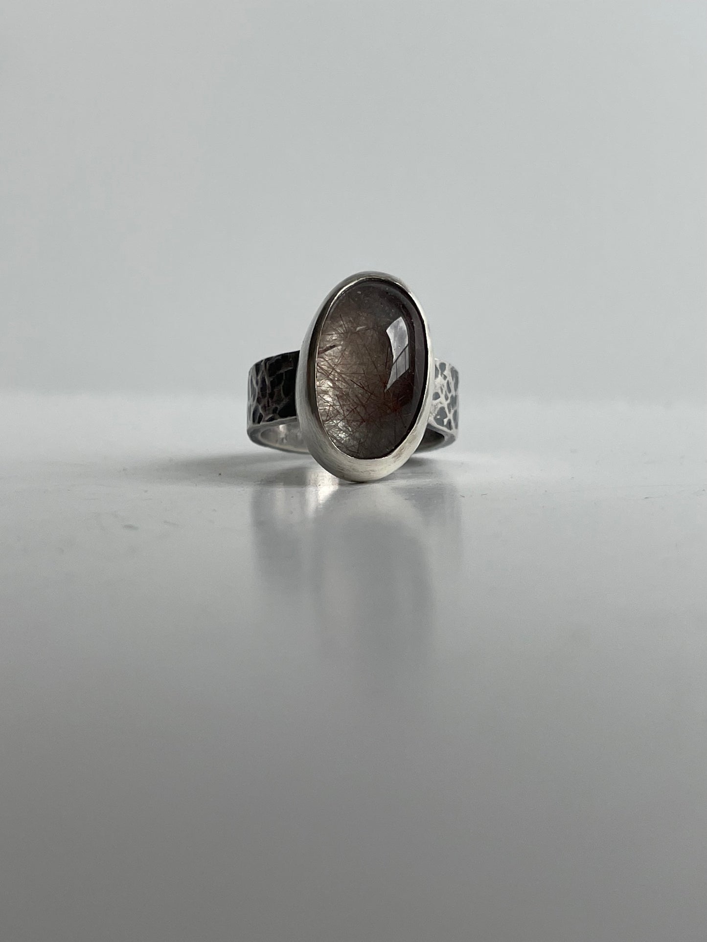 Rutilated Quartz and Sterling Ring - US 5.25