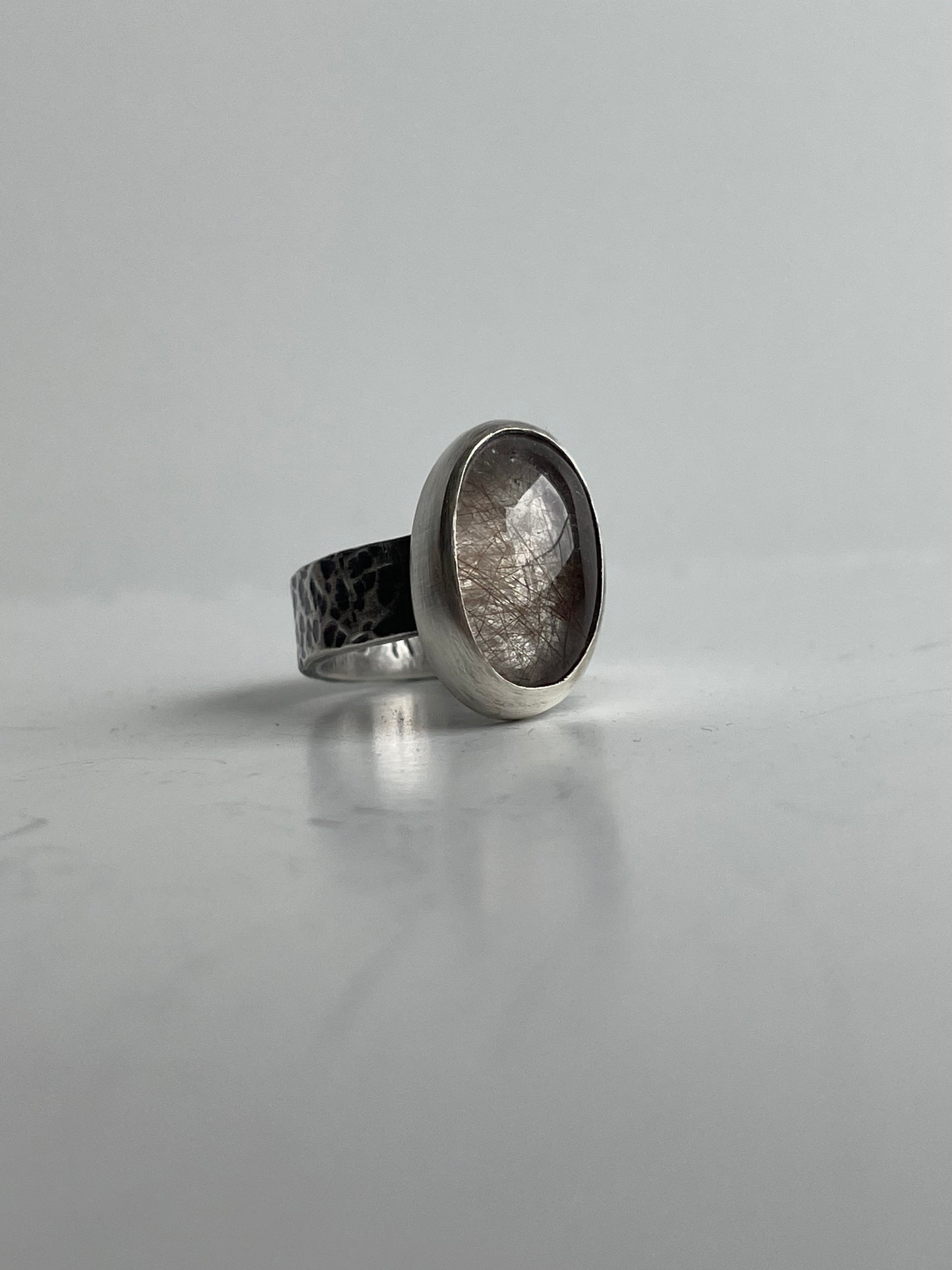 Rutilated Quartz and Sterling Ring - US 5.25