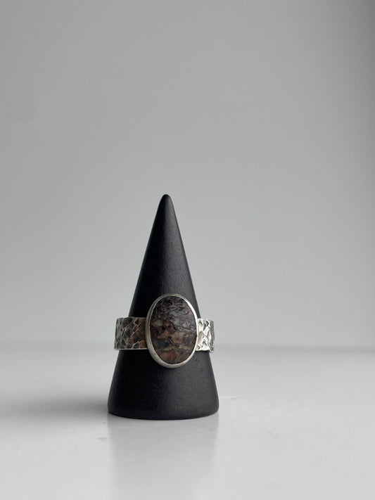 Dinosaur Bone and Sterling Ring - US 9.25