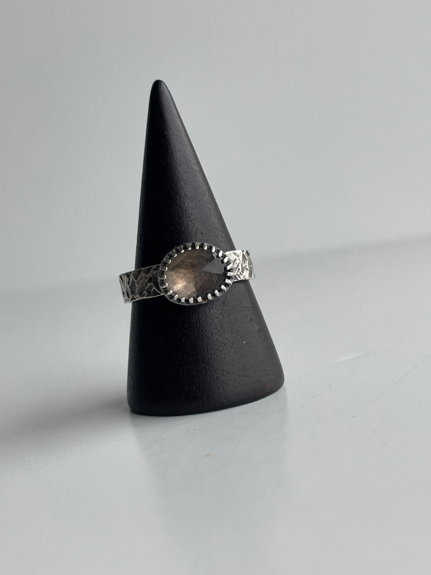 Smoky Quartz and Sterling Ring - US 7.5