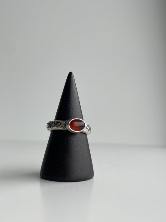 Carnelian Agate and Sterling Ring - US 6.25