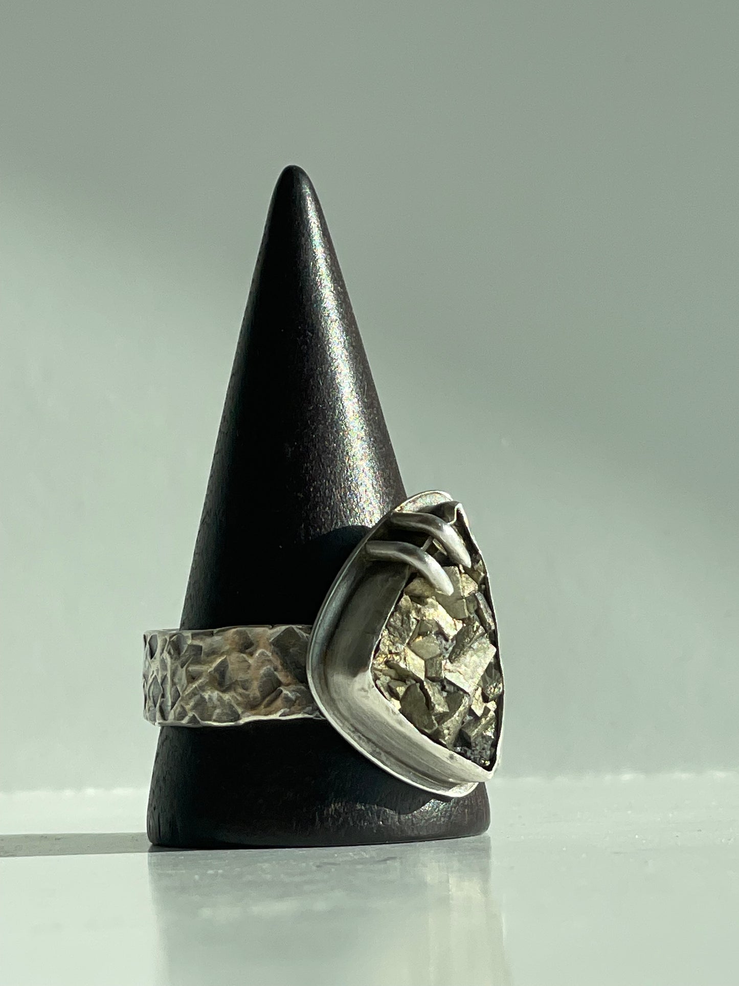 Druzy Pyrite and Sterling Ring - US 12