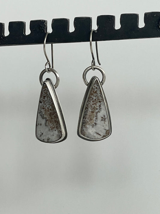 Dendritic Opal and Sterling Dangles