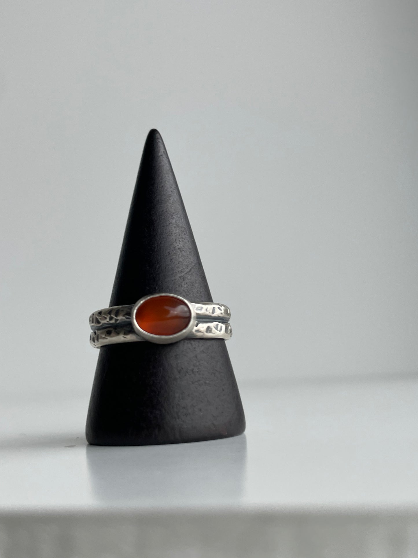 Carnelian Agate and Sterling Ring - US 9.5