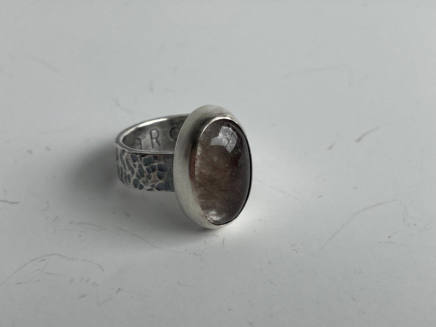 Rutilated Quartz and Sterling Ring - US 5.25