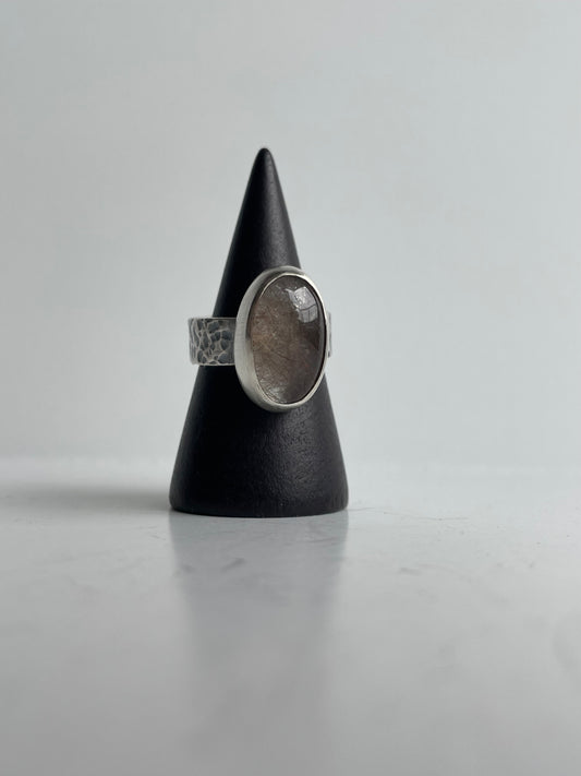 Rutilated Quartz and Sterling Ring - US 5.25