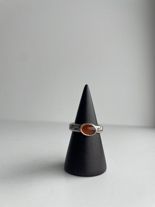 Carnelian Agate and Sterling Ring - US 5.5