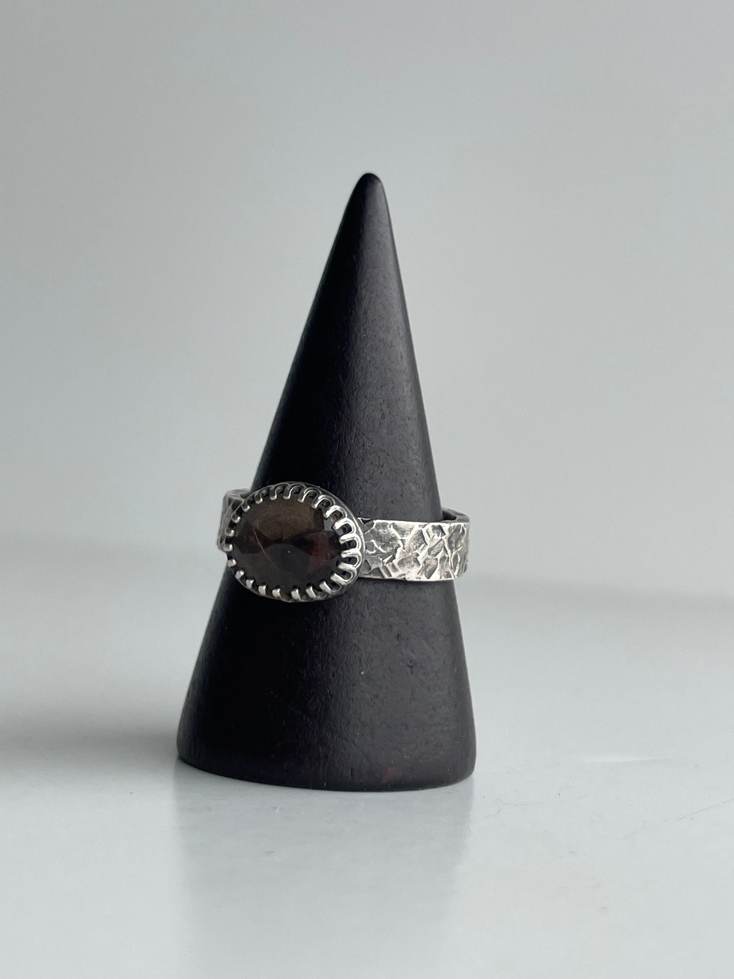 Smoky Quartz and Sterling Ring - US 7.5