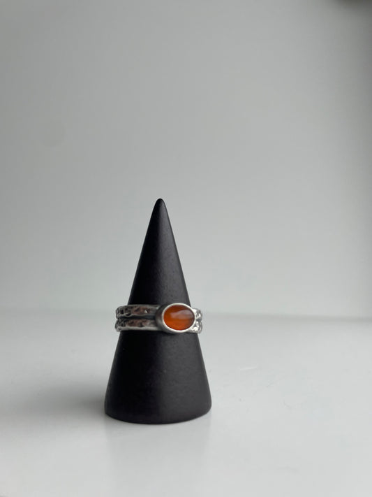 Carnelian Agate and Sterling Ring - US 7.75