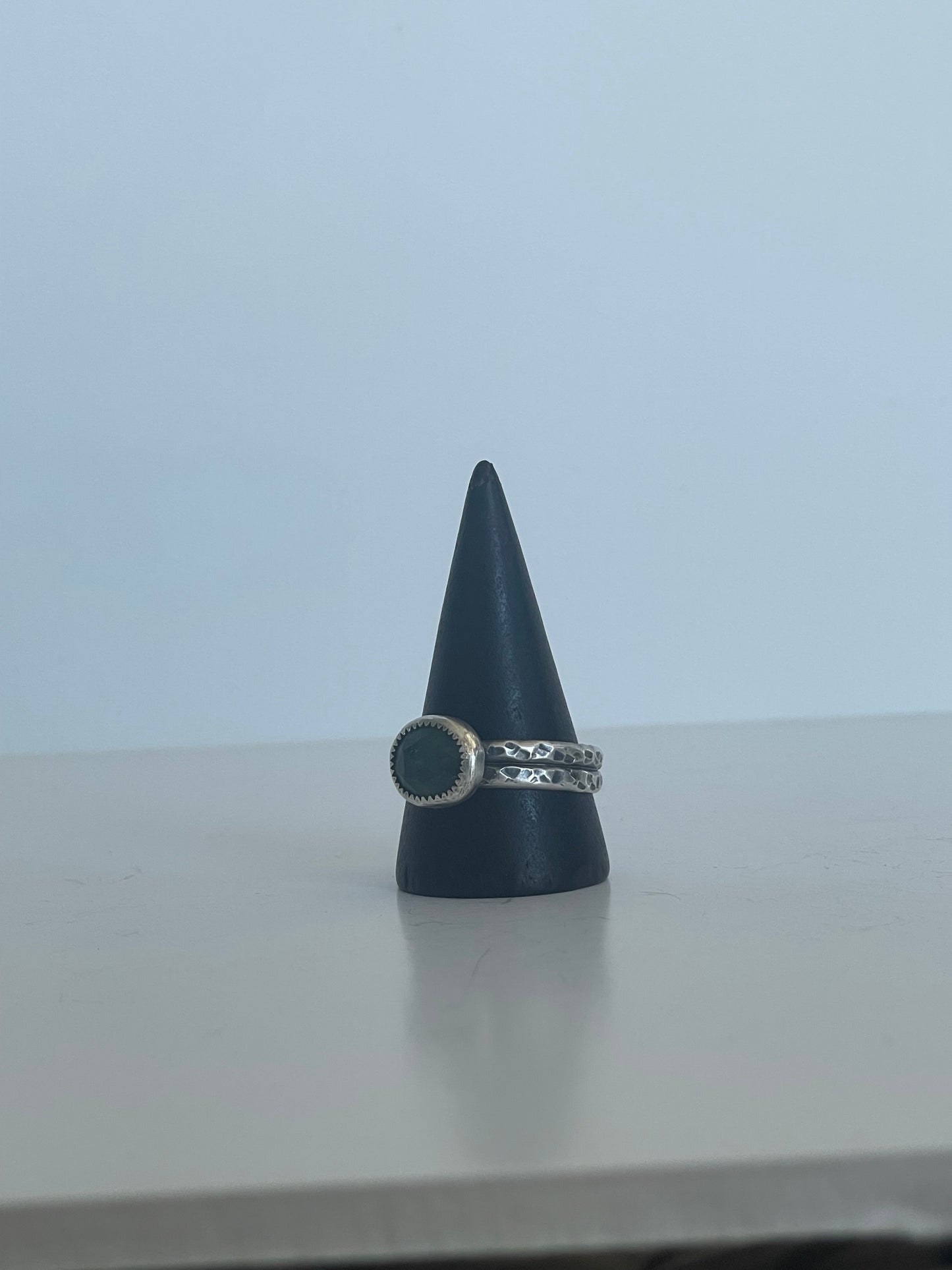 Moss Agate and Sterling Ring - US 11.5