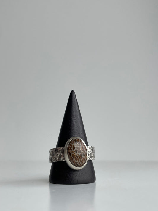 Dinosaur Bone and Sterling Ring - US 11.25