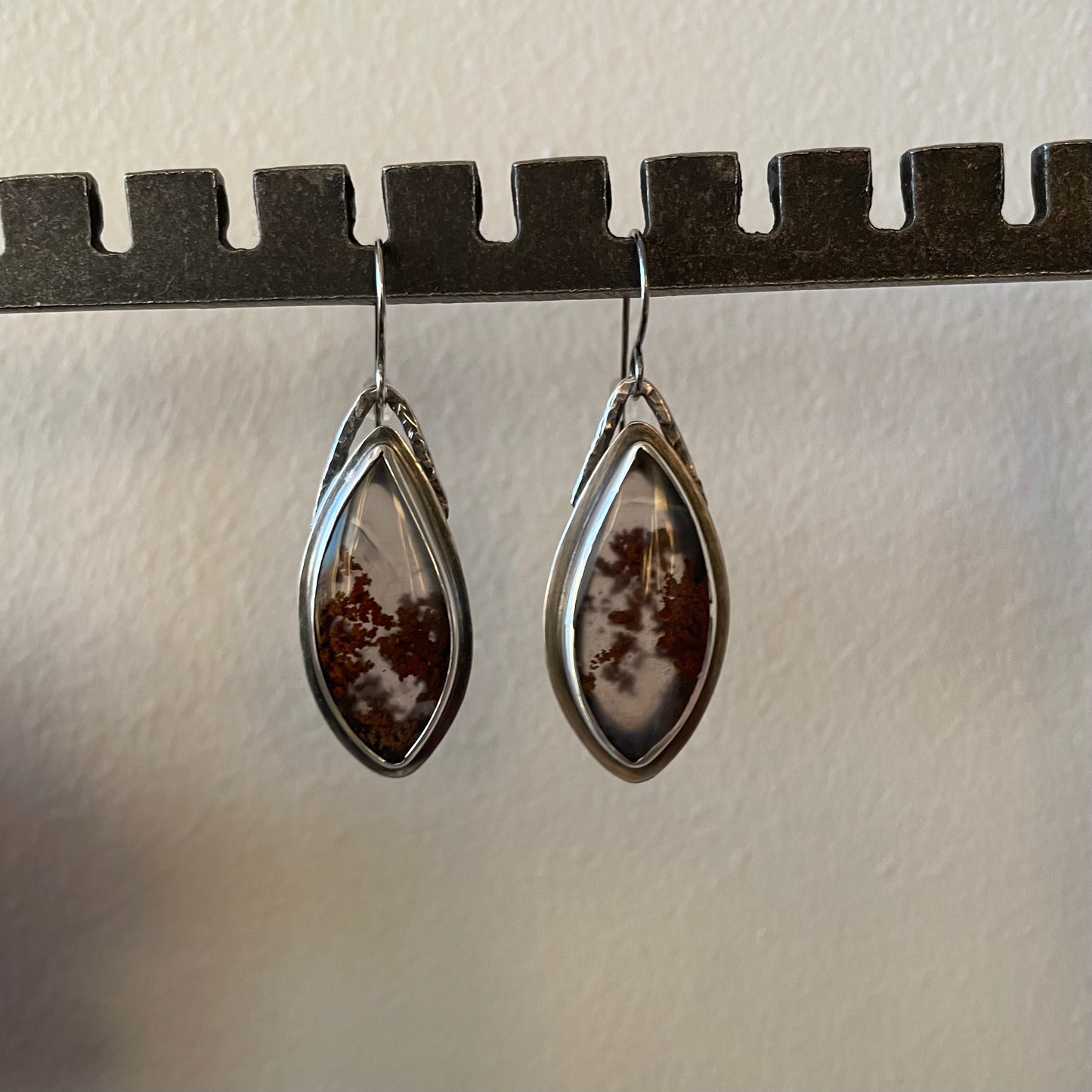 Moss Agate and Sterling Dangles