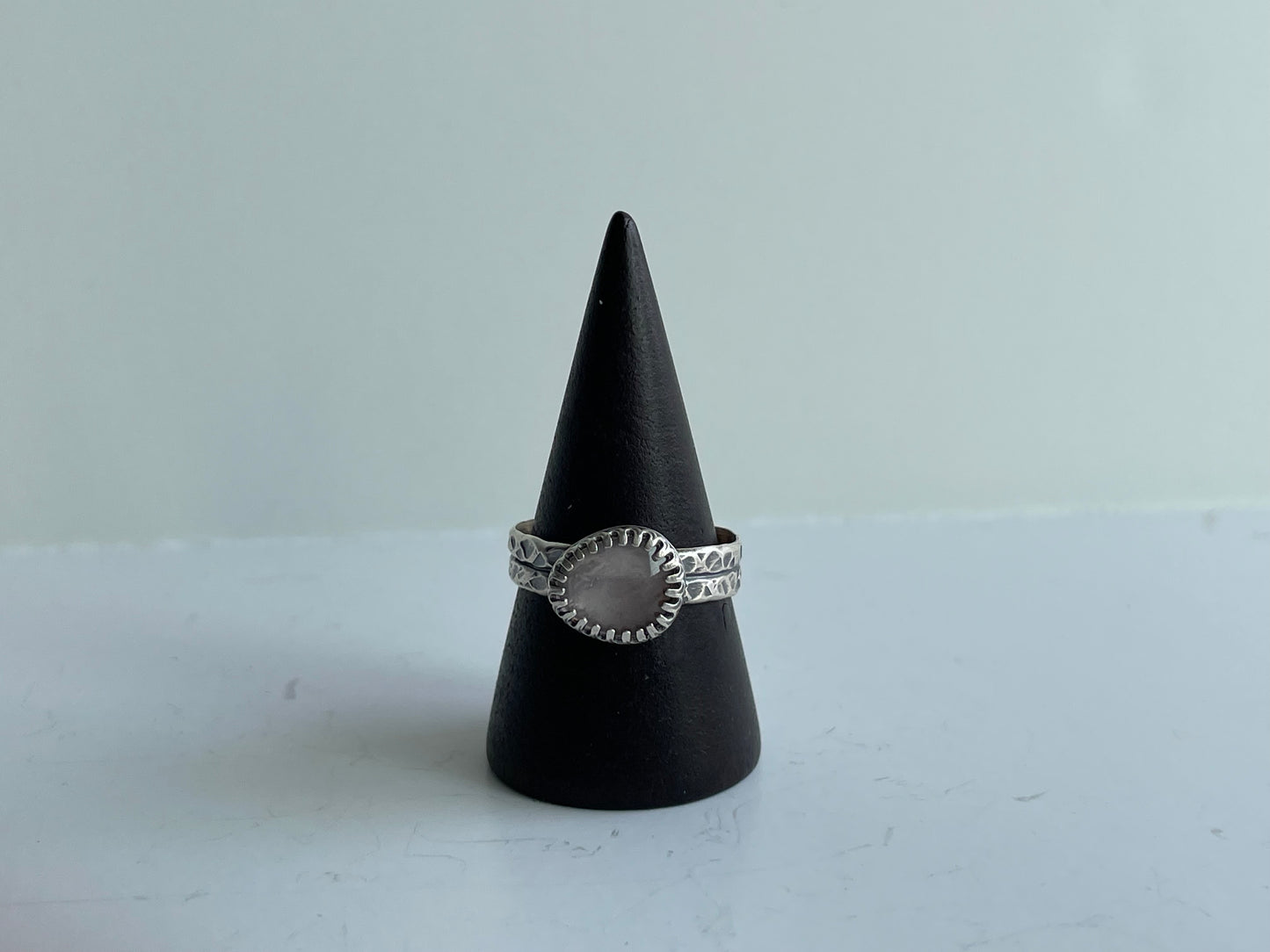 Rose Quartz and Sterling Ring - US 8.5