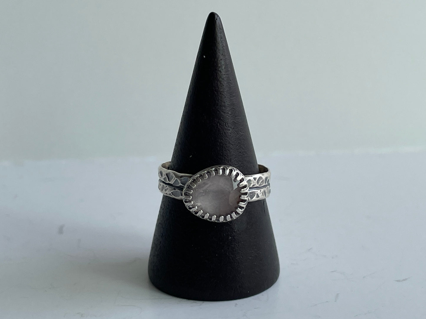 Rose Quartz and Sterling Ring - US 8.5