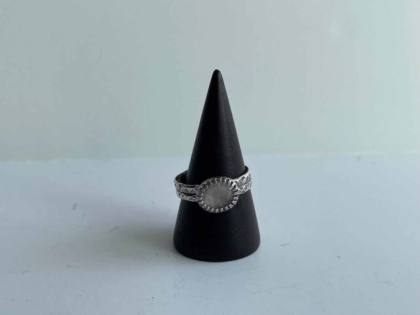 Rose Quartz and Sterling Ring - US 9