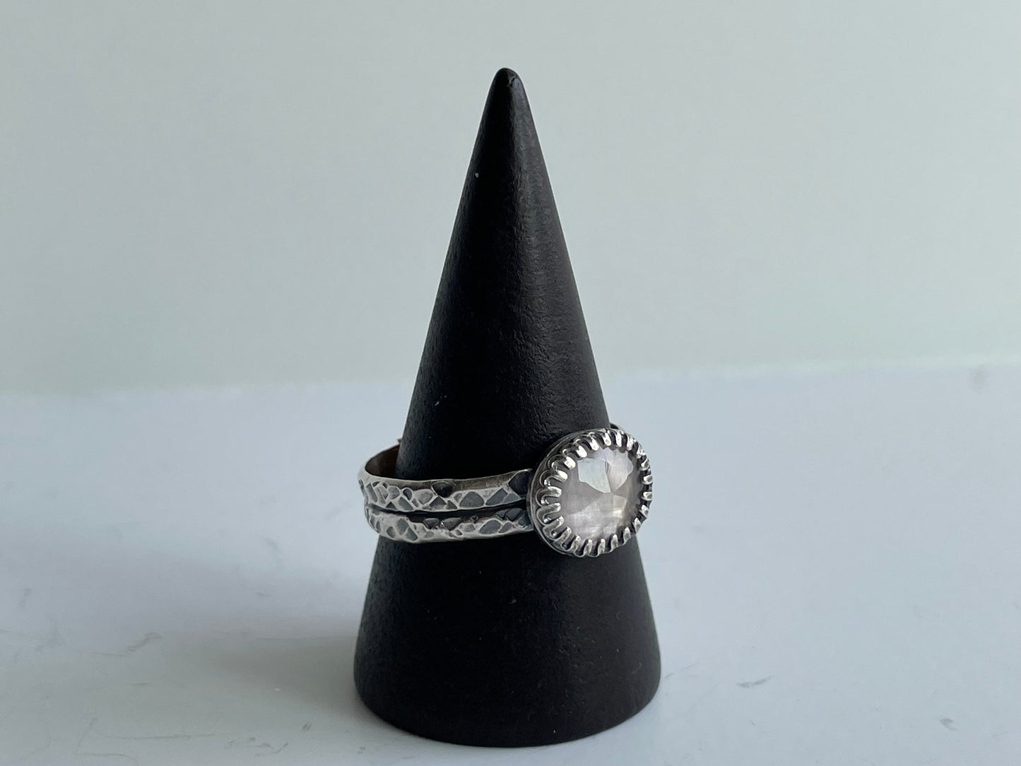 Rose Quartz and Sterling Ring - US 9