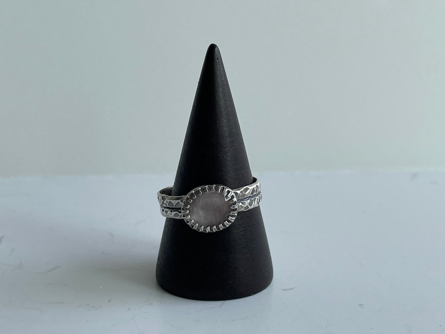 Rose Quartz and Sterling Ring - US 9