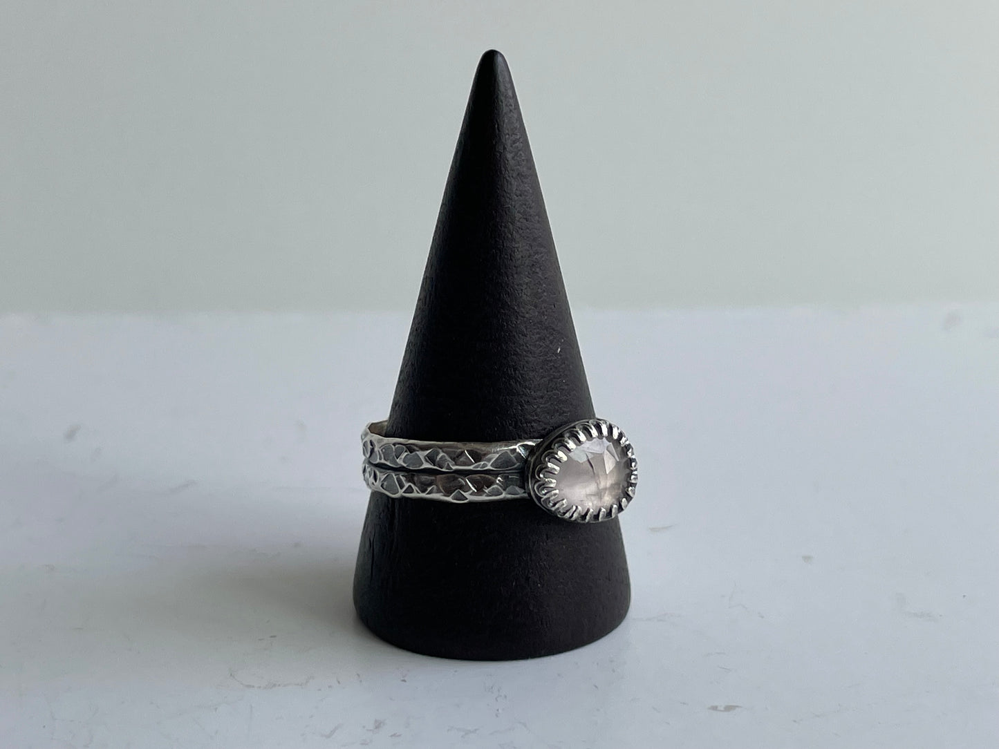 Rose Quartz and Sterling Ring - US 10.75