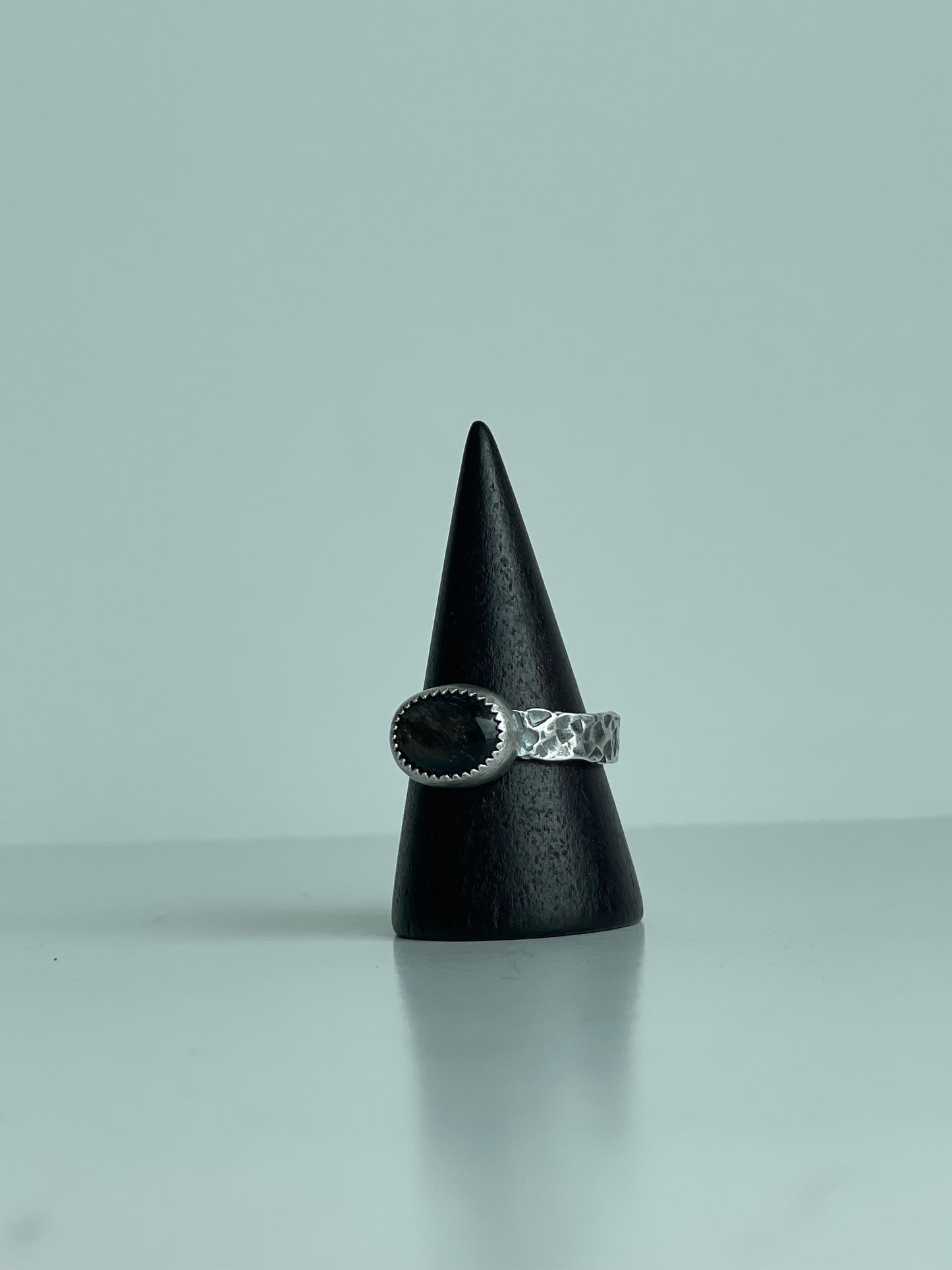 Gold Sheen Obsidian and Sterling Ring - US 8