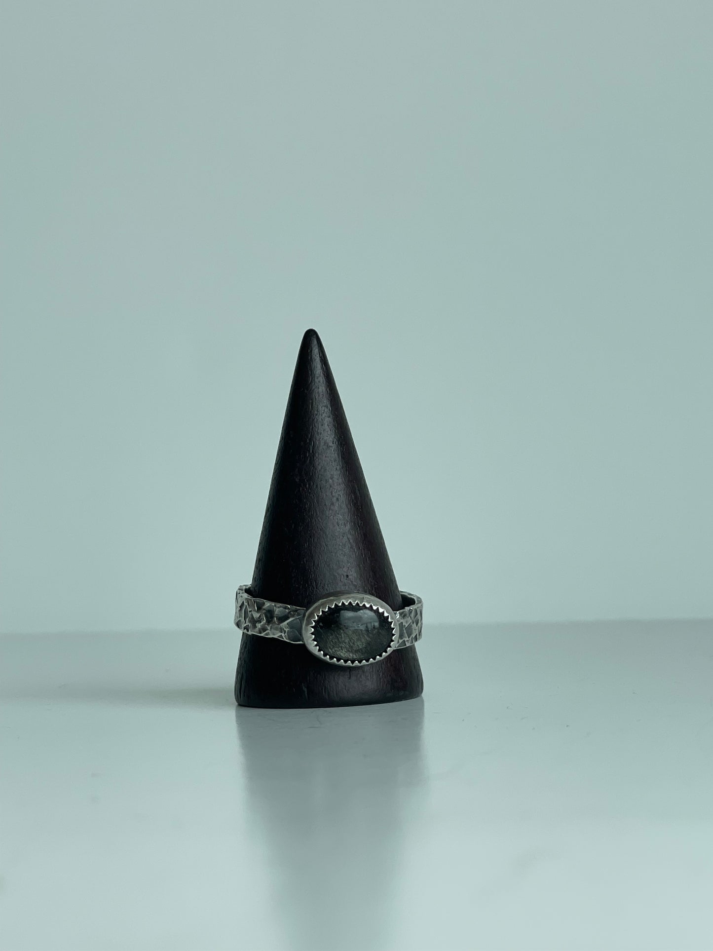 Gold Sheen Obsidian and Sterling Ring - US 12