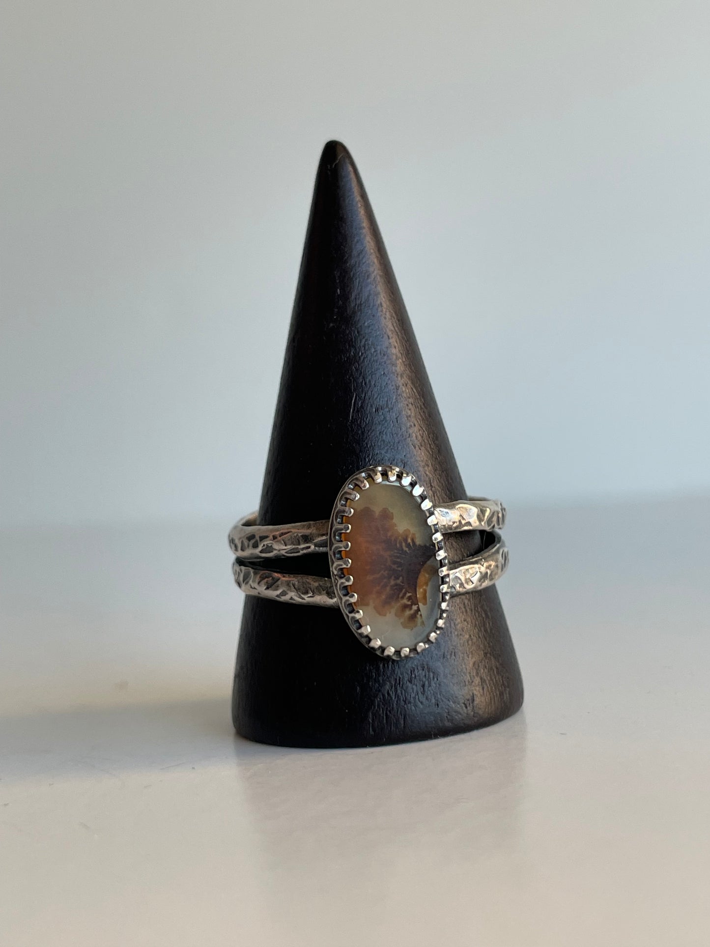 Dendritic Agate and Sterling Ring - US 10.75