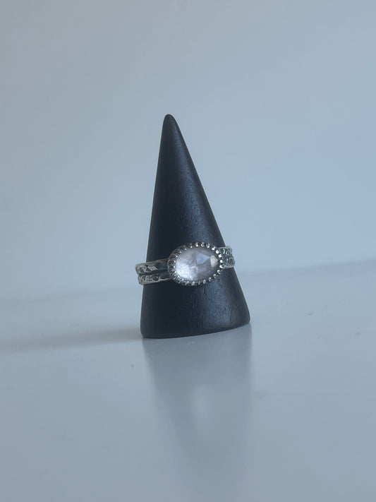 Rose Quartz and Sterling Ring - US 10.5